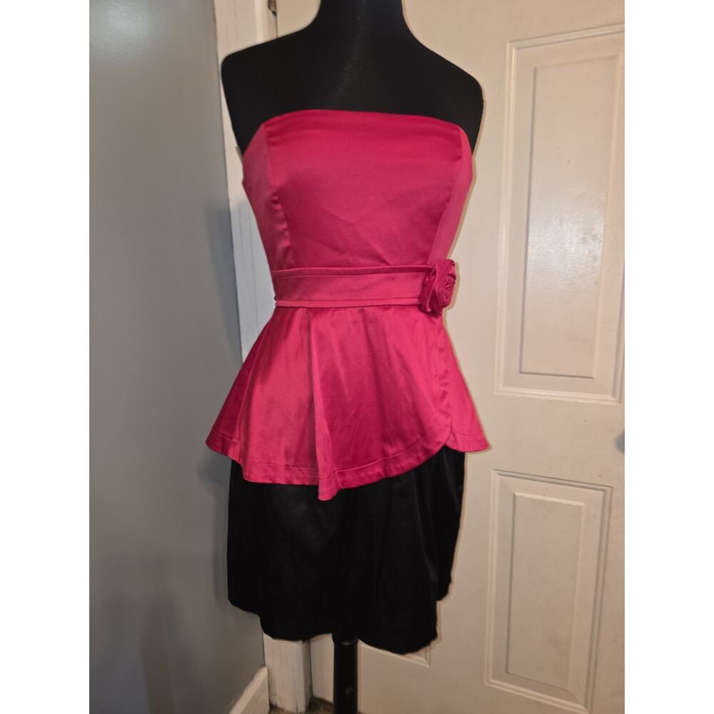 Vtg TEEZE ME Mini Dress Size 11  Red Strapless Made In USA Special Occasion